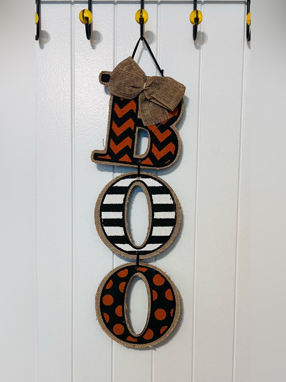 BOO Burlap Wall Hanging - Black, Orange, Natural